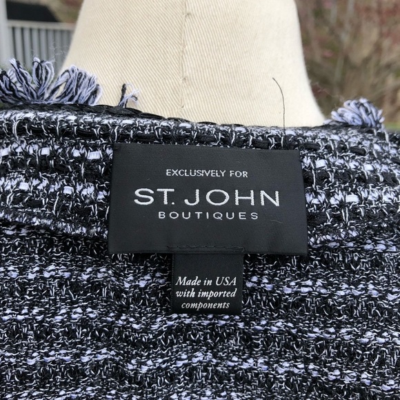 St John Open Front Knit Blazer Tweed Jacket - Picture 6 of 7
